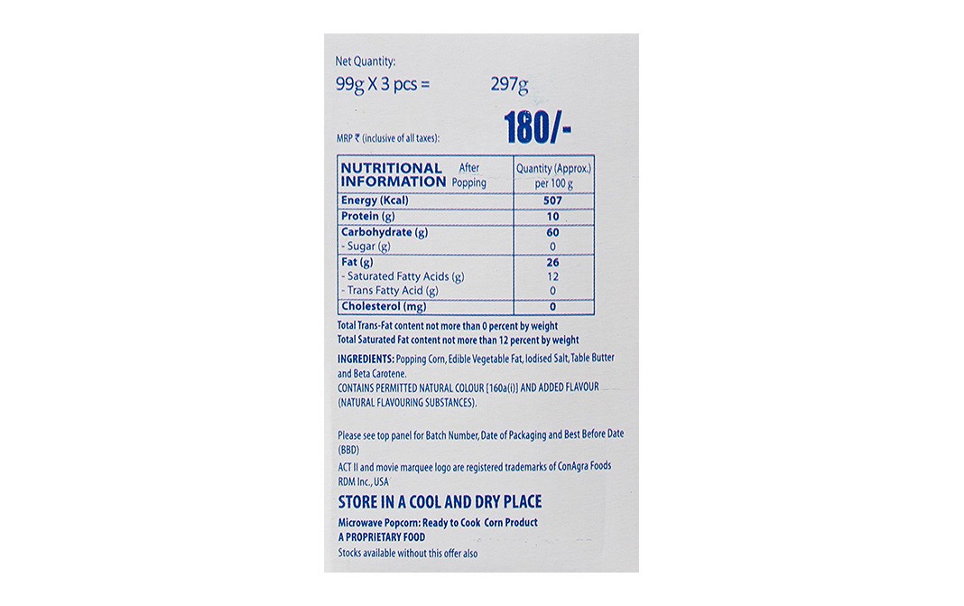 Act II Butter Flavour    Box  297 grams